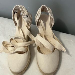 Soludos Ivory Marseille Wedge Lace up Espadrilles